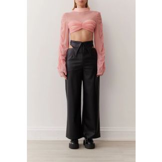 Stevie Rosé Sheer Mesh Lace Crop Top