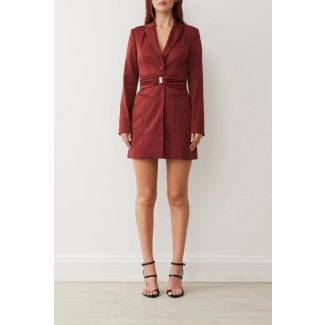 Evie Belted Blazer Dress in Melange Suiting