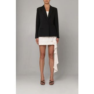 Yoko Black Pleated-Panel Tailored Blazer