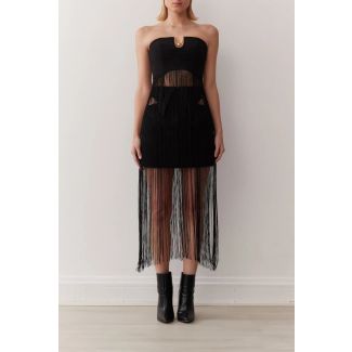 Ayden Black Fringe Bustier Top