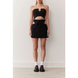 Ayden Black Hardware Zip Front Top