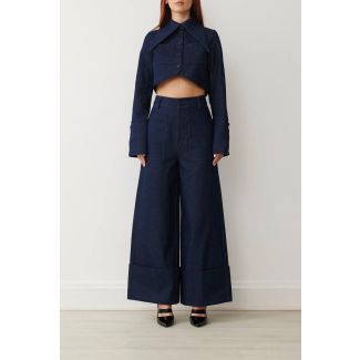 Connie Dark Denim Structured Button Shirt