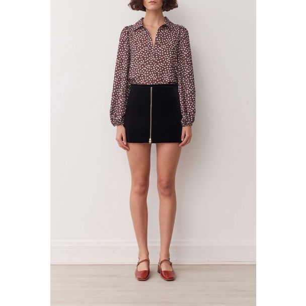 Sara Truffle Spot Print Button Shirt