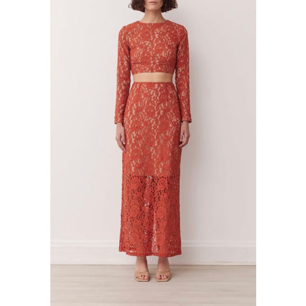 Bromley Copper Lace Long-Sleeve Top